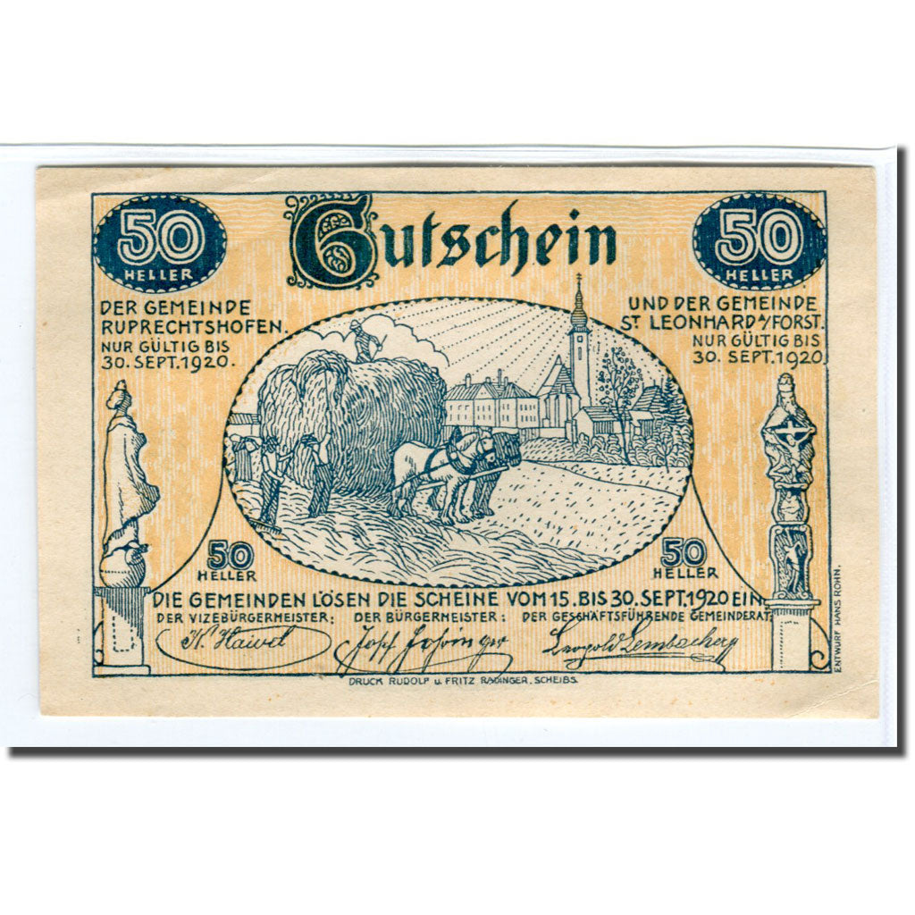 Banconote, Austria, St. Leonhard am Forst und Ruprechtshofen N.Ö. Gemeinden, 50