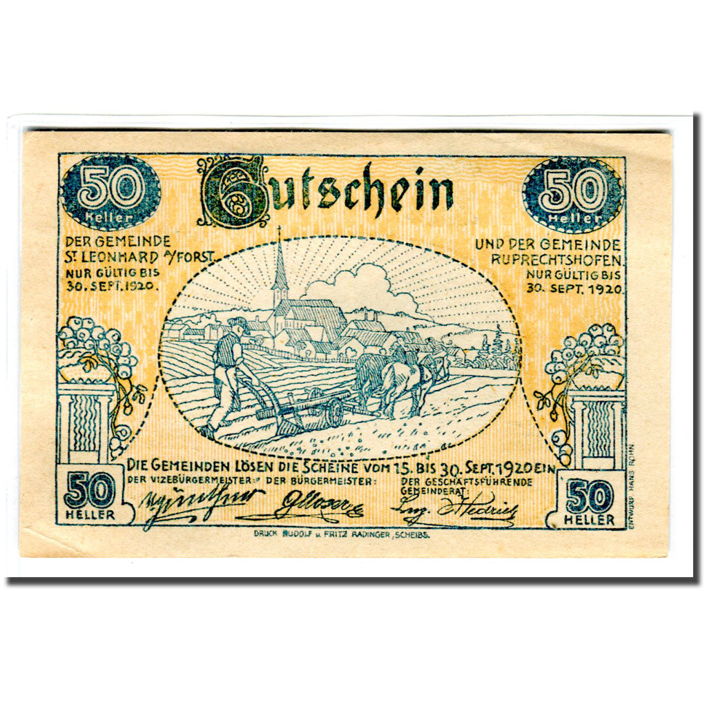 Banconote, Austria, St. Leonhard am Forst und Ruprechtshofen N.Ö. Gemeinden, 50