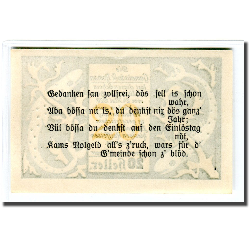 Banknote, Austria, St. Roman O.Ö. Gemeinde, 20 Heller, texte 1, 1920