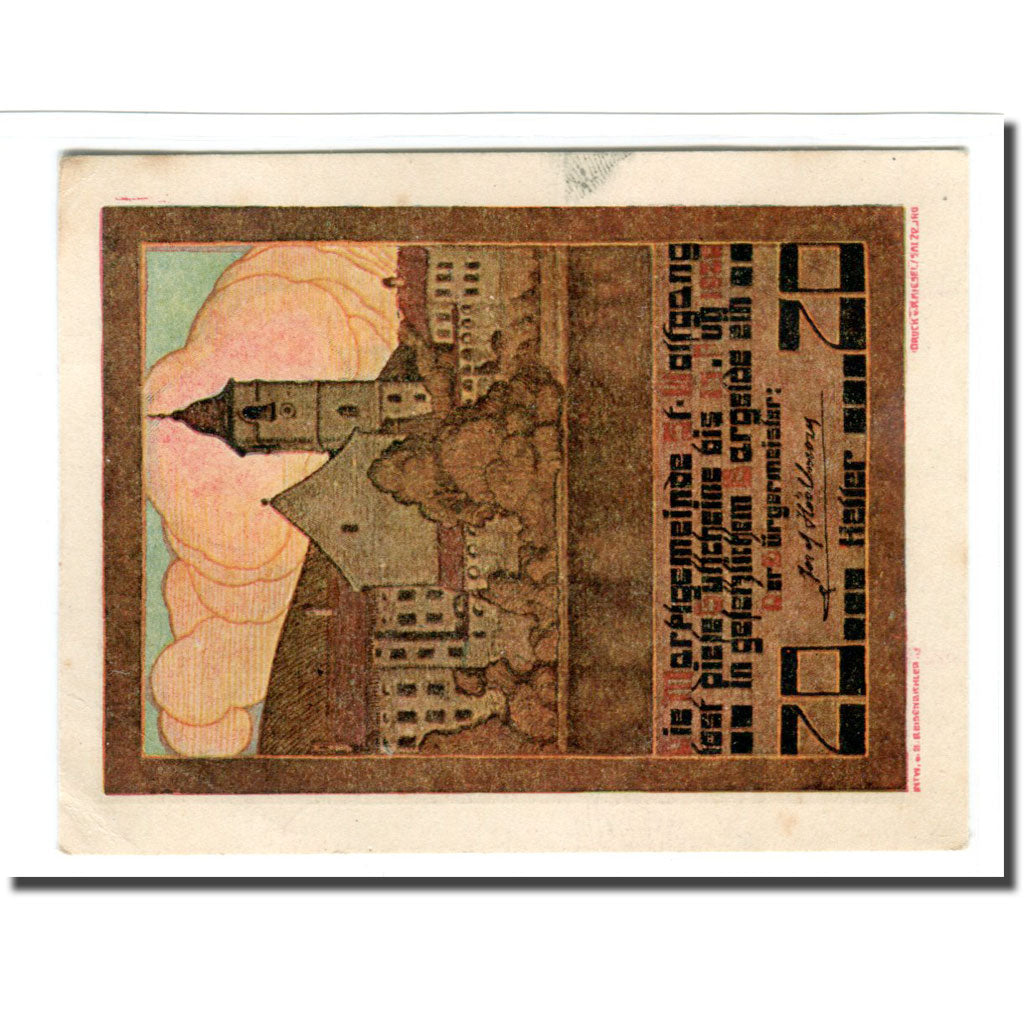 Billete, Austria, St. Wolfgang O.Ö. Marktgemeinde, 20 Heller, Maison, 1920, SC