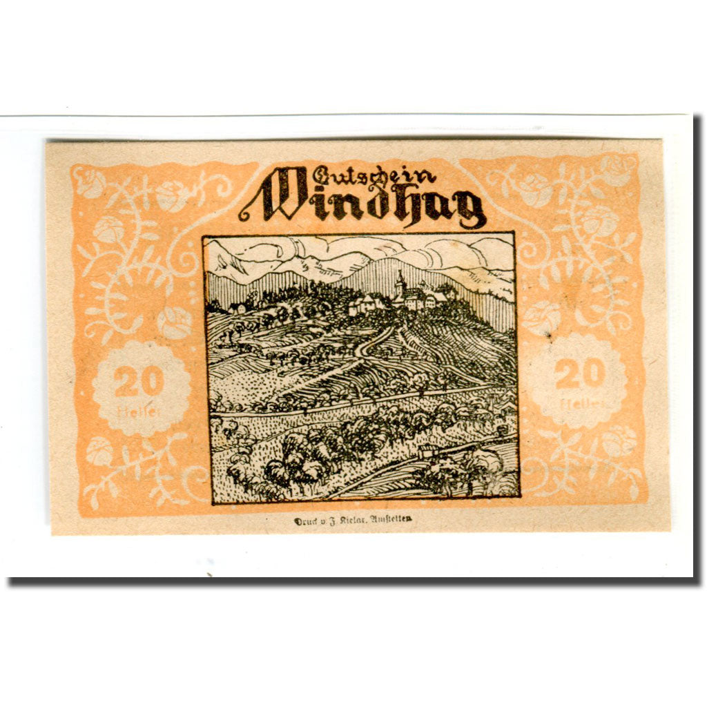 Billete, Austria, Windhag bei Waidhofen an der Ybbs N.Ö. Gemeinde, 20 Heller