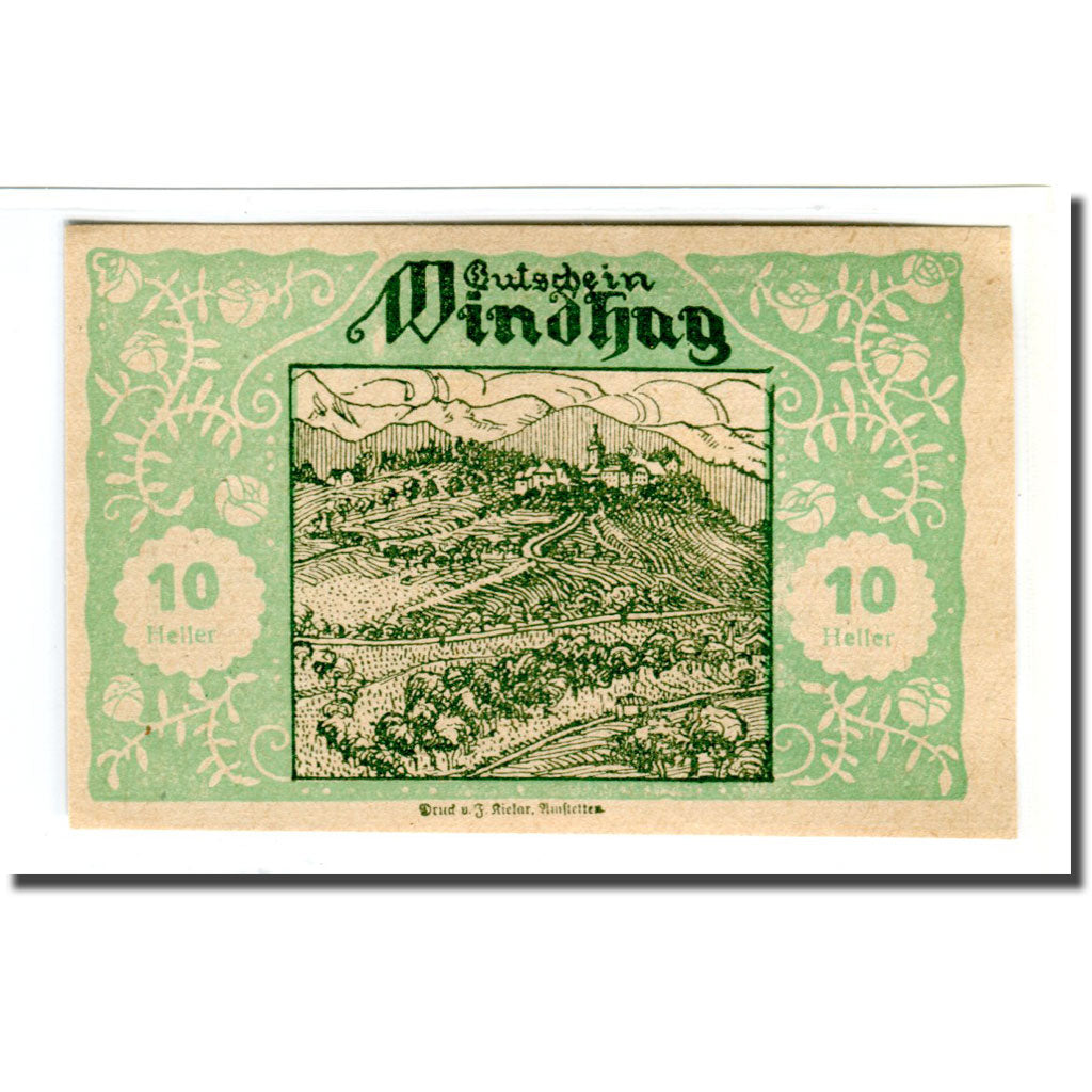 Billete, Austria, Windhag bei Waidhofen an der Ybbs N.Ö. Gemeinde, 10 Heller