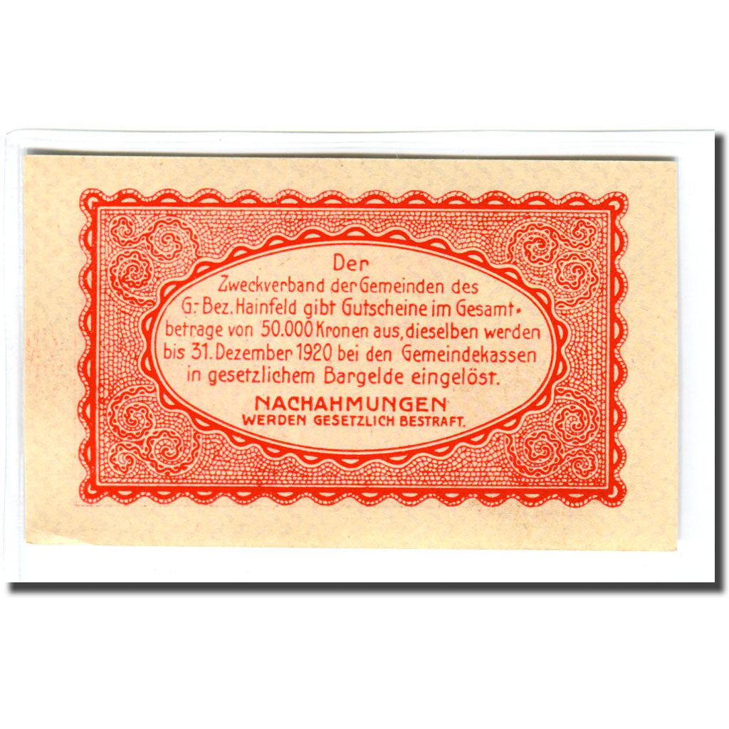 Banknot, Austria, Hainfeld, 10 Heller, Texte, 1920, Undated, UNC(63), Mehl:340a