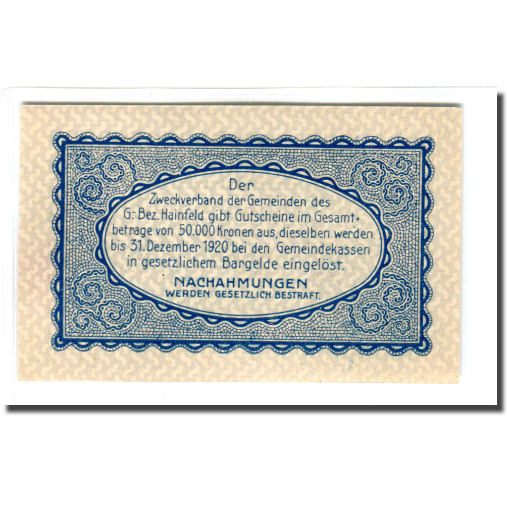 Billete, Austria, Hainfeld, 20 Heller, texte 1, 1920, SC, Mehl:340a