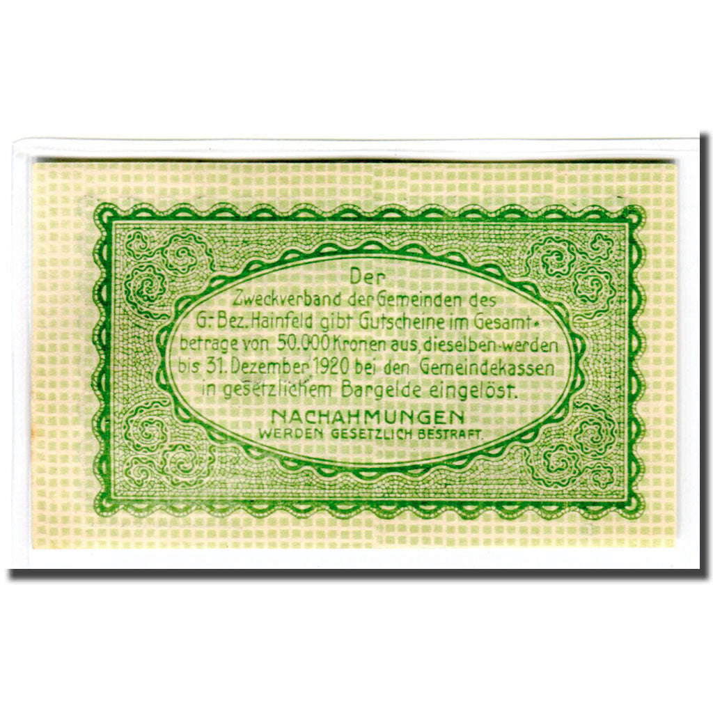 Billete, Austria, Hainfeld, 50 Heller, Texte 2, 1920, SC, Mehl:340a