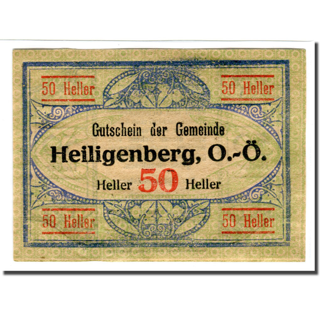 Banknot, Austria, Heiligenberg, 50 Heller, Texte 2, 1920, Undated, UNC(63)