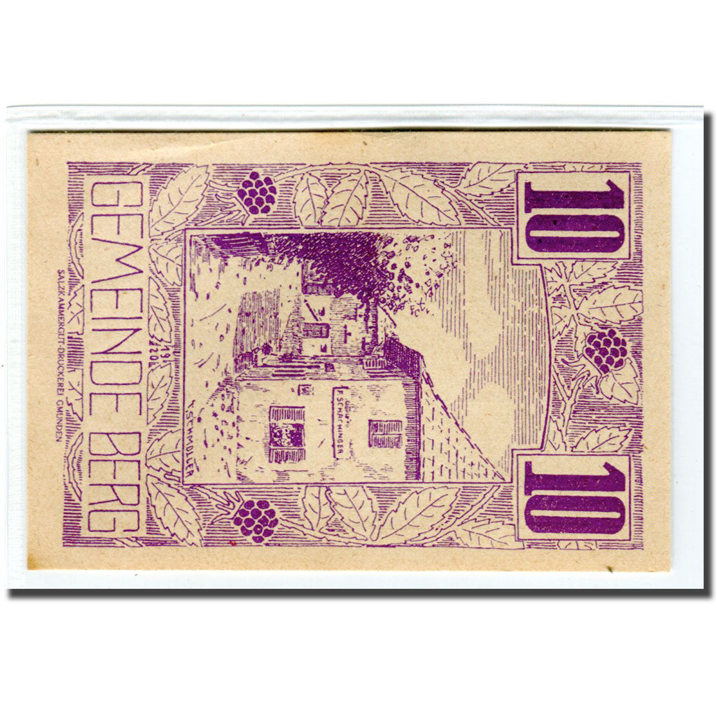 Geldschein, Österreich, Berg O.Ö. Gemeinde, 10 Heller, Maison, 1920