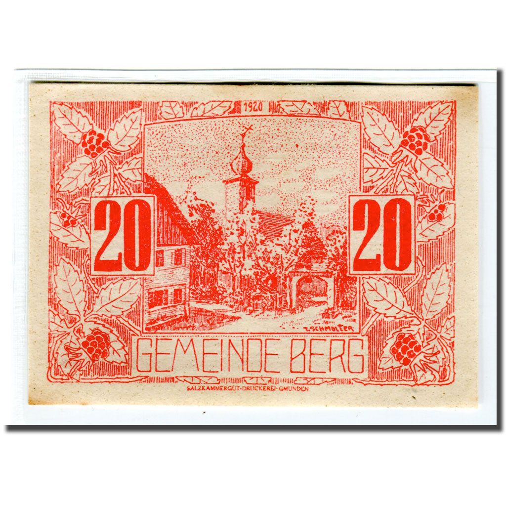 Banknot, Austria, Berg O.Ö. Gemeinde, 20 Heller, village, 1920, 1920-06-27