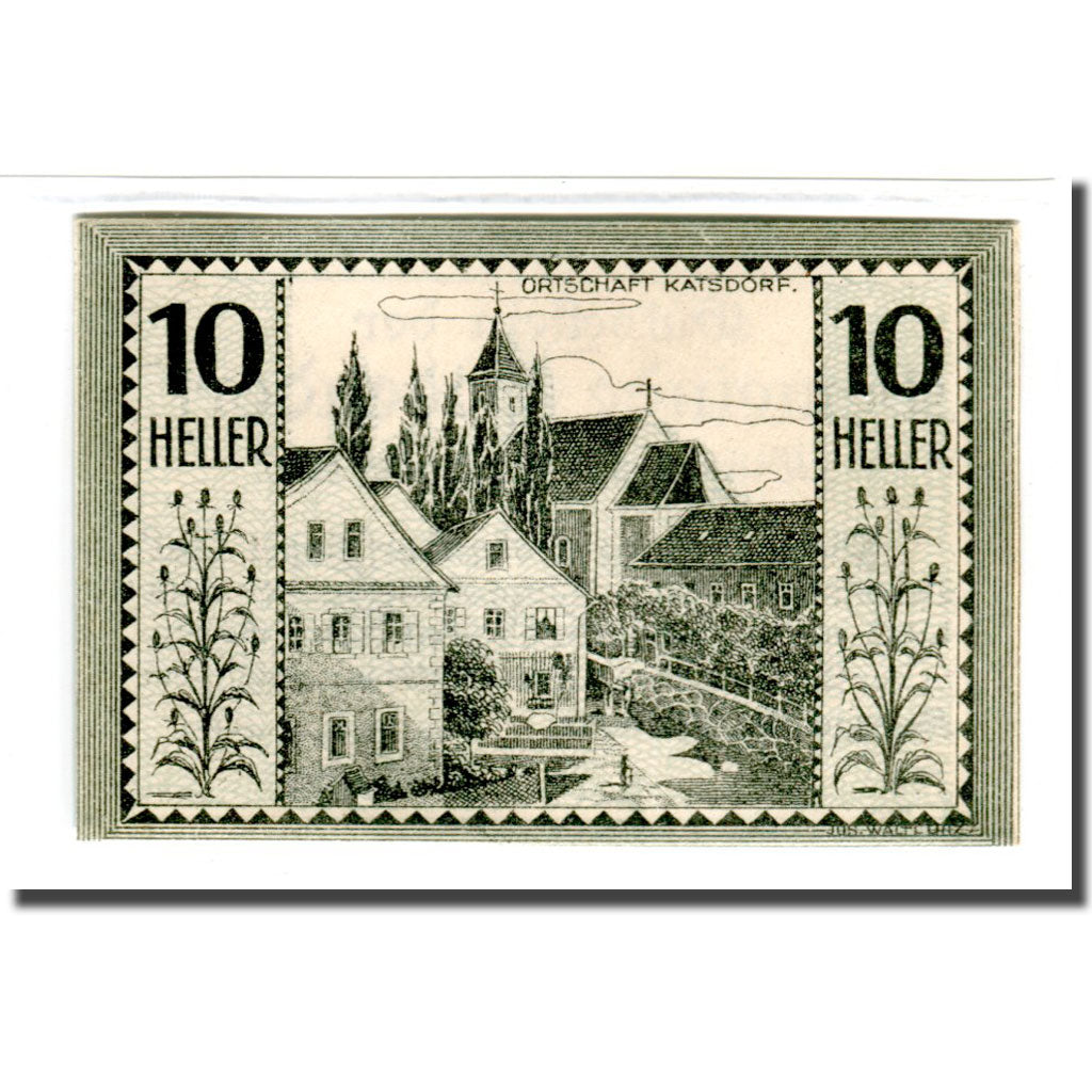 Geldschein, Österreich, Bodendorf O.Ö. Gemeinde, 10 Heller, Texte, 1920