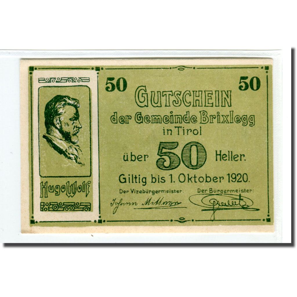 Geldschein, Österreich, Brixlegg, 50 Heller, paysage 3, 1920, UNZ-, Mehl:104c