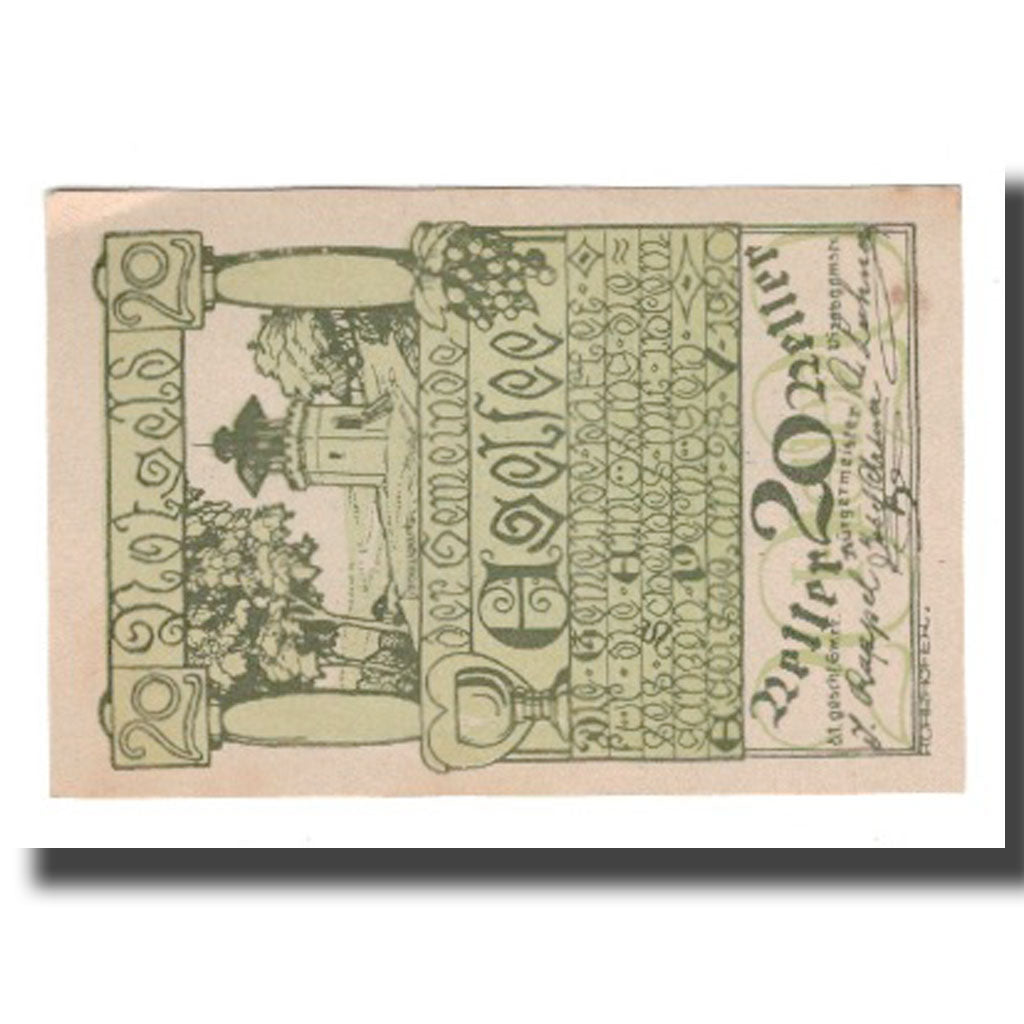 Banknot, Austria, Egelsee, 20 Heller, texte 1, 1920, 1920-05-23, AU(55-58)