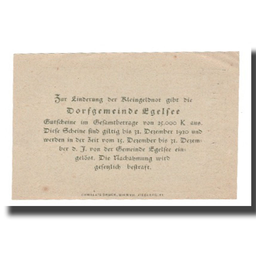 Nota, Áustria, Egelsee, 10 Heller, Texte 2, 1920, 1920-05-23, AU(55-58)