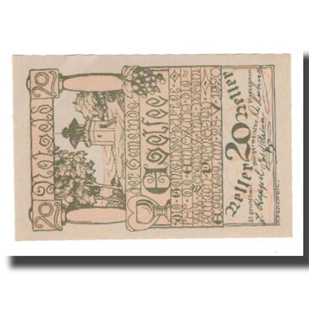 Banknote, Austria, Egelsee, 20 Heller, Texte 4, 1920, 1920-05-23, AU(55-58)