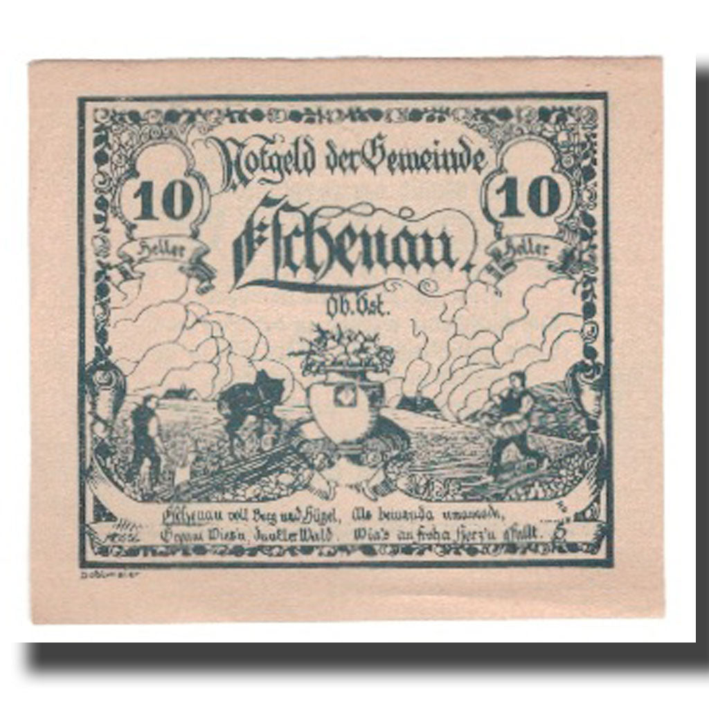 Banknot, Austria, Eschenau, 10 Heller, Texte, 1920, 1920-05-30, UNC(63)