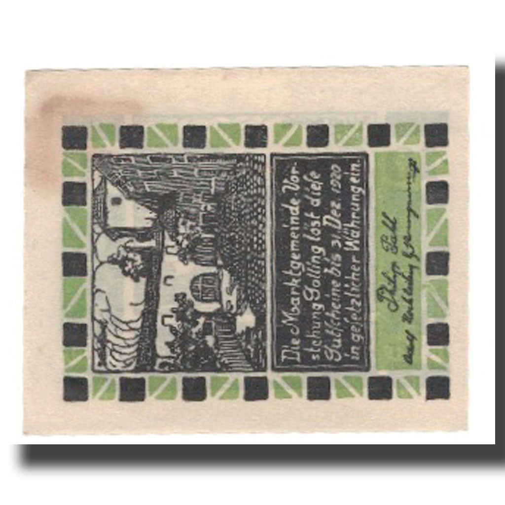Biljet, Oostenrijk, Golling Sbg. Gemeinde, 10 Heller, Batiment, 1920, SPL