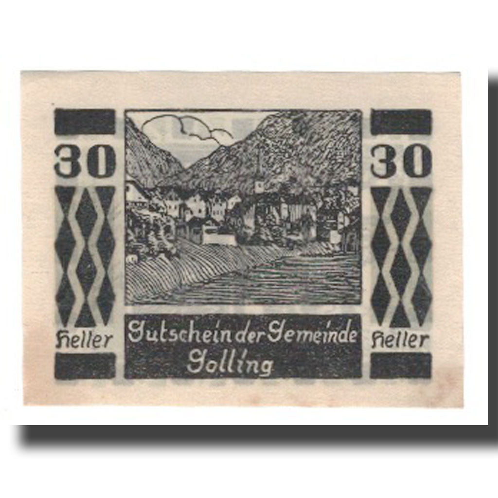 Nota, Áustria, Golling Sbg. Gemeinde, 30 Heller, batiment 1, 1920, UNC(63)