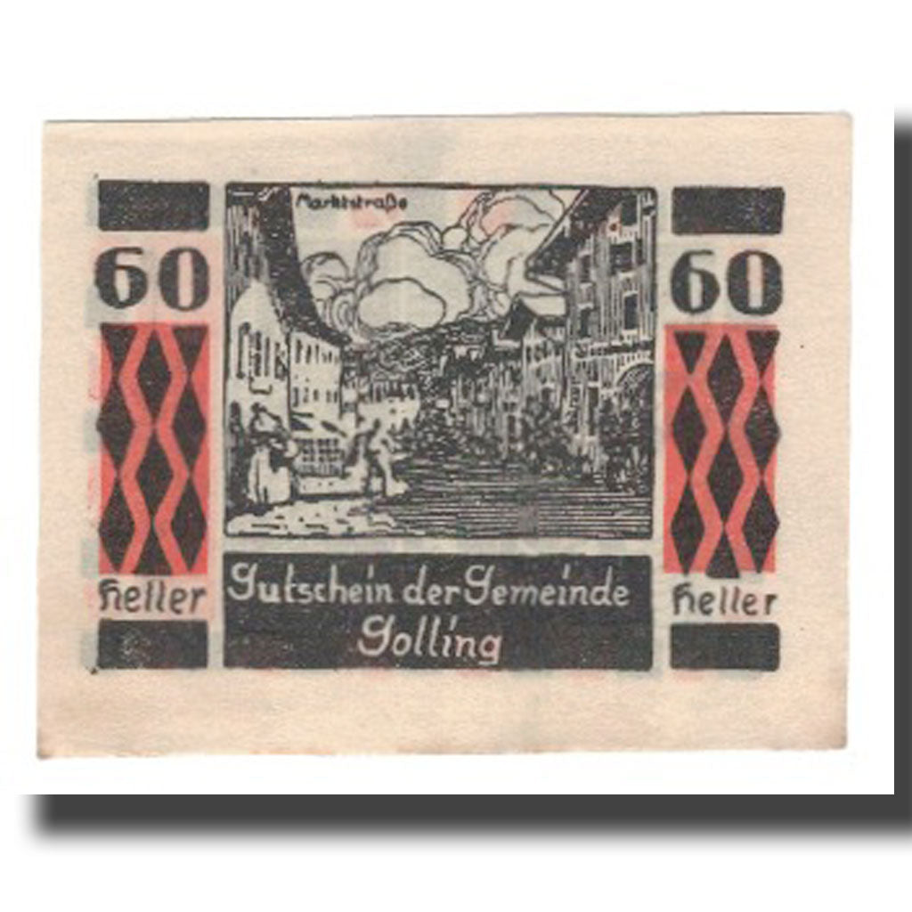 Banknote, Austria, Golling Sbg. Gemeinde, 60 Heller, batiment 2, 1920, UNC(63)