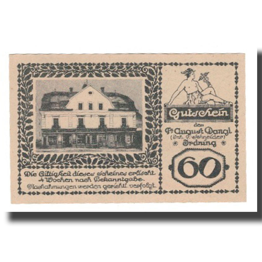 Geldschein, Österreich, Irdning Stm. Prv. Fa. August Dangl Gemeinde, 60 Heller