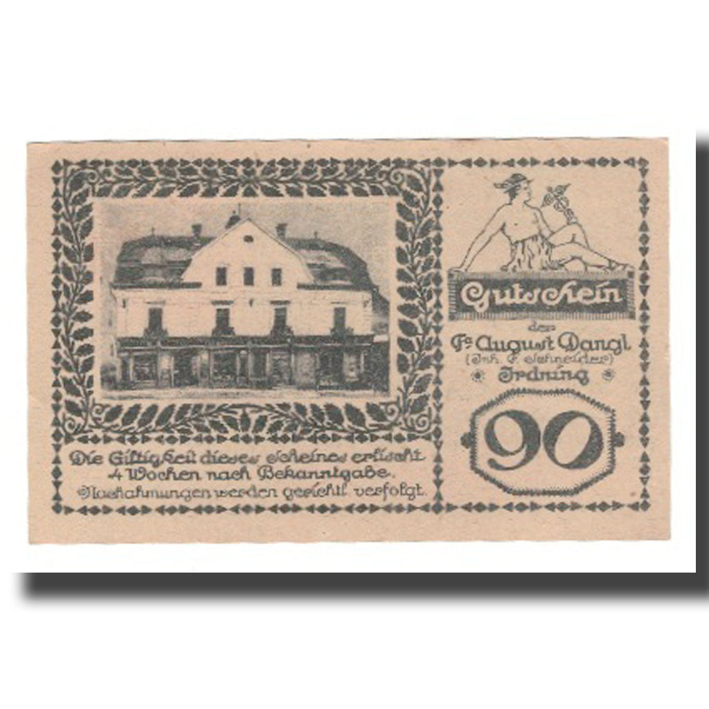 Geldschein, Österreich, Irdning Stm. Prv. Fa. August Dangl Gemeinde, 90 Heller