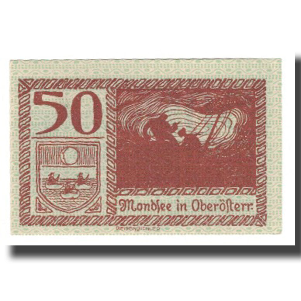Banknot, Austria, Mondsee O.Ö. Marktgemeinde, 50 Heller, personnage 2, 1920