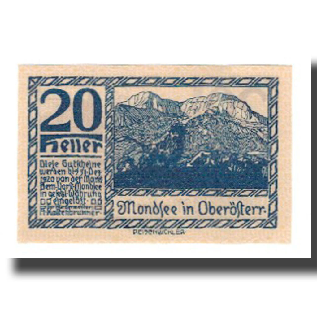 Geldschein, Österreich, Mondsee O.Ö. Marktgemeinde, 20 Heller, personnage 7