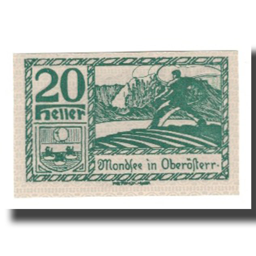 Banknote, Austria, Mondsee O.Ö. Marktgemeinde, 20 Heller, Personnage 12, 1920