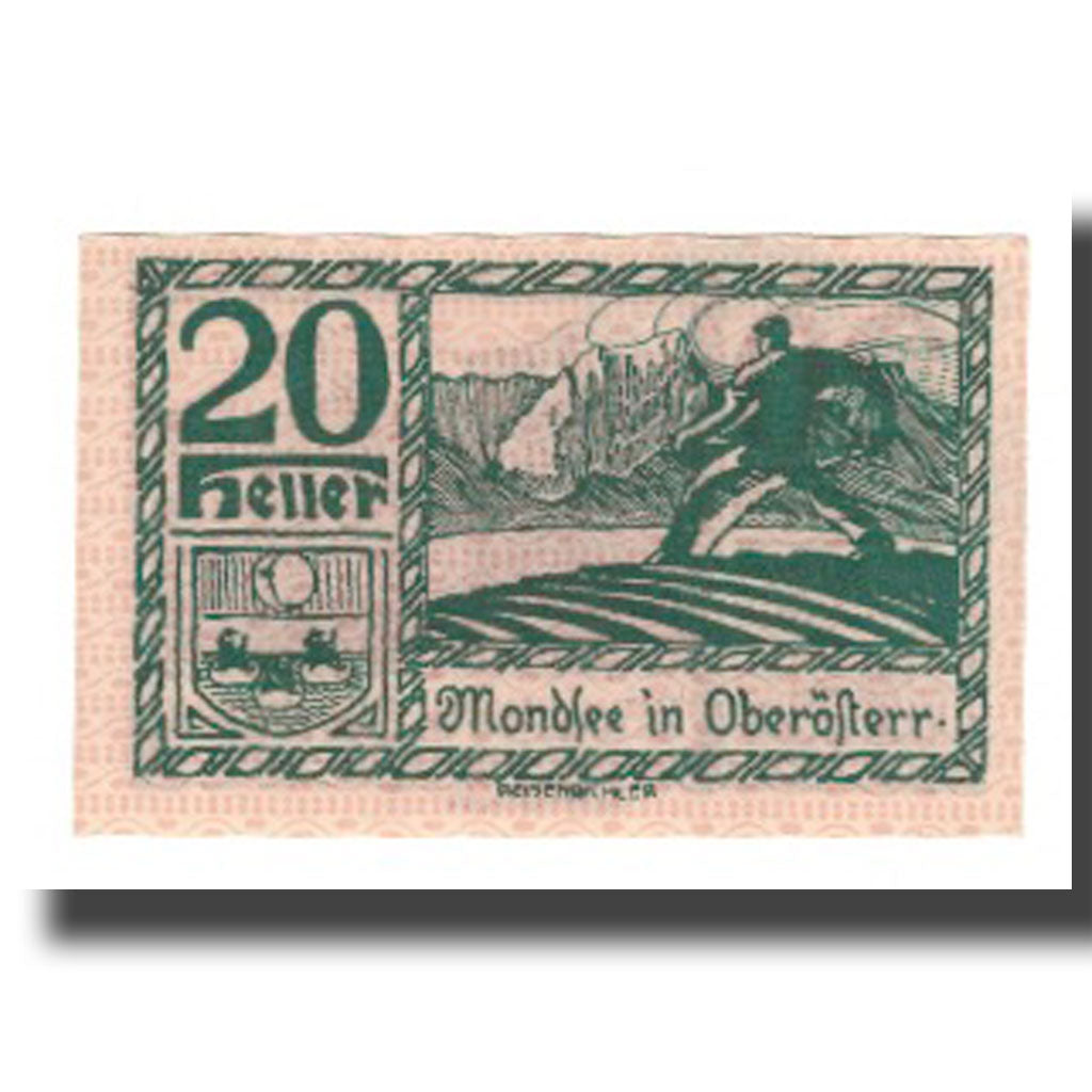 Banknote, Austria, Mondsee O.Ö. Marktgemeinde, 20 Heller, Personnage 13, 1920