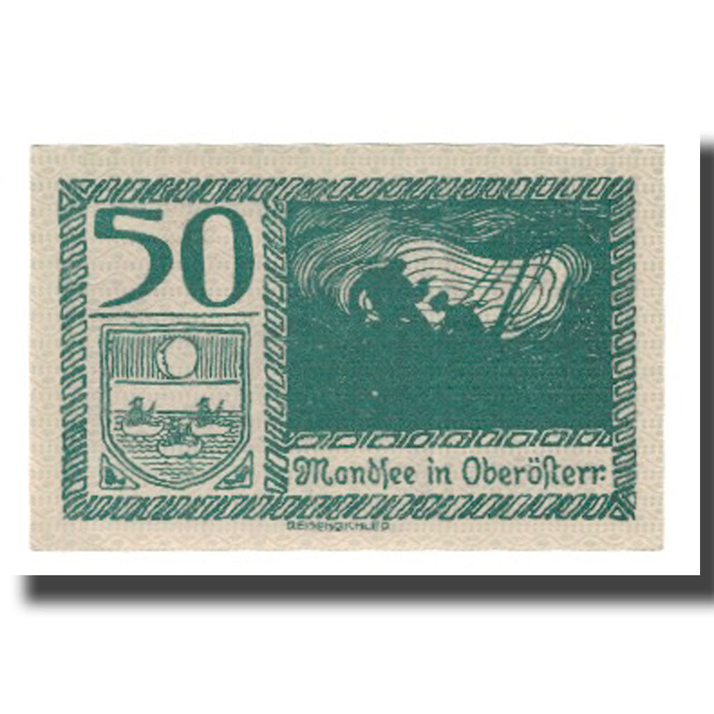 Billet, Autriche, Mondsee O.Ö. Marktgemeinde, 50 Heller, Personnage 14, 1920