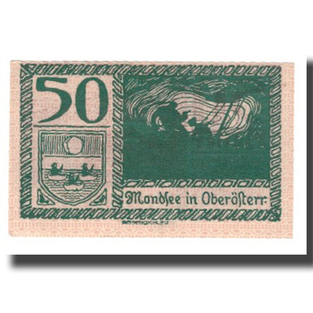 Banknote, Austria, Mondsee O.Ö. Marktgemeinde, 50 Heller, Personnage 16, 1920