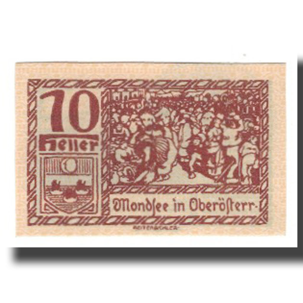Billet, Autriche, Mondsee O.Ö. Marktgemeinde, 10 Heller, Personnage 17, 1920
