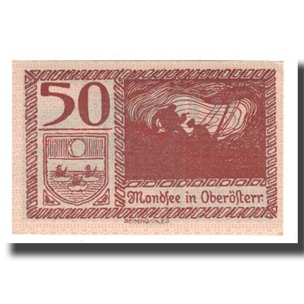 Biljet, Oostenrijk, Mondsee O.Ö. Marktgemeinde, 50 Heller, Personnage 22, 1920
