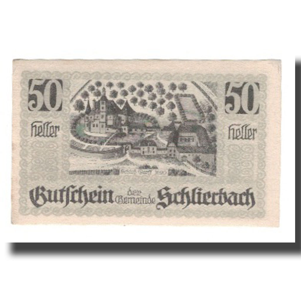 Banknote, Austria, Schlierbach O.Ö. Gemeinde, 50 Heller, Blason 1, 1920