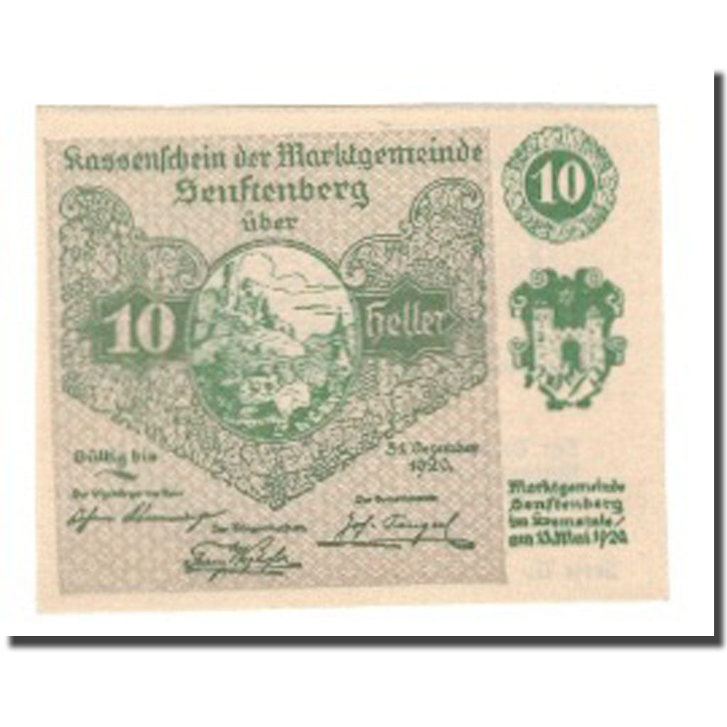 Banknote, Austria, Senftenberg, 10 Heller, Texte 3, 1920, 1920-05-15, UNC(63)