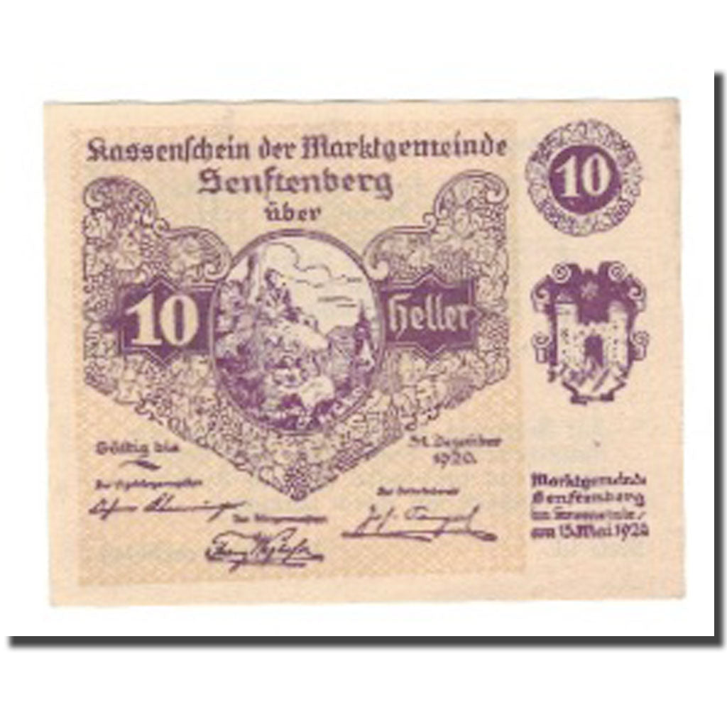 Banknote, Austria, Senftenberg, 10 Heller, Texte 6, 1920, 1920-05-15, UNC(63)