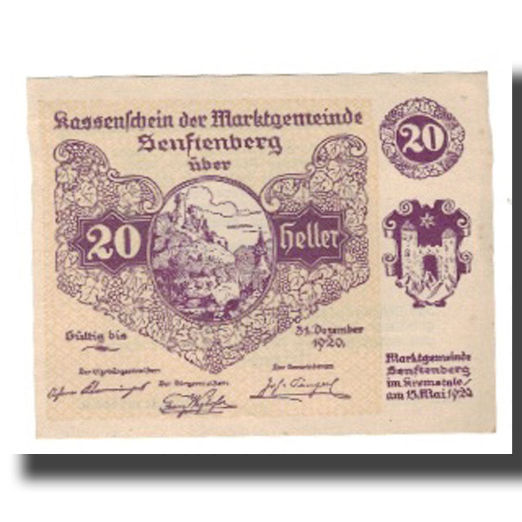 Banknote, Austria, Senftenberg, 20 Heller, Texte 7, 1920, 1920-05-15, UNC(63)