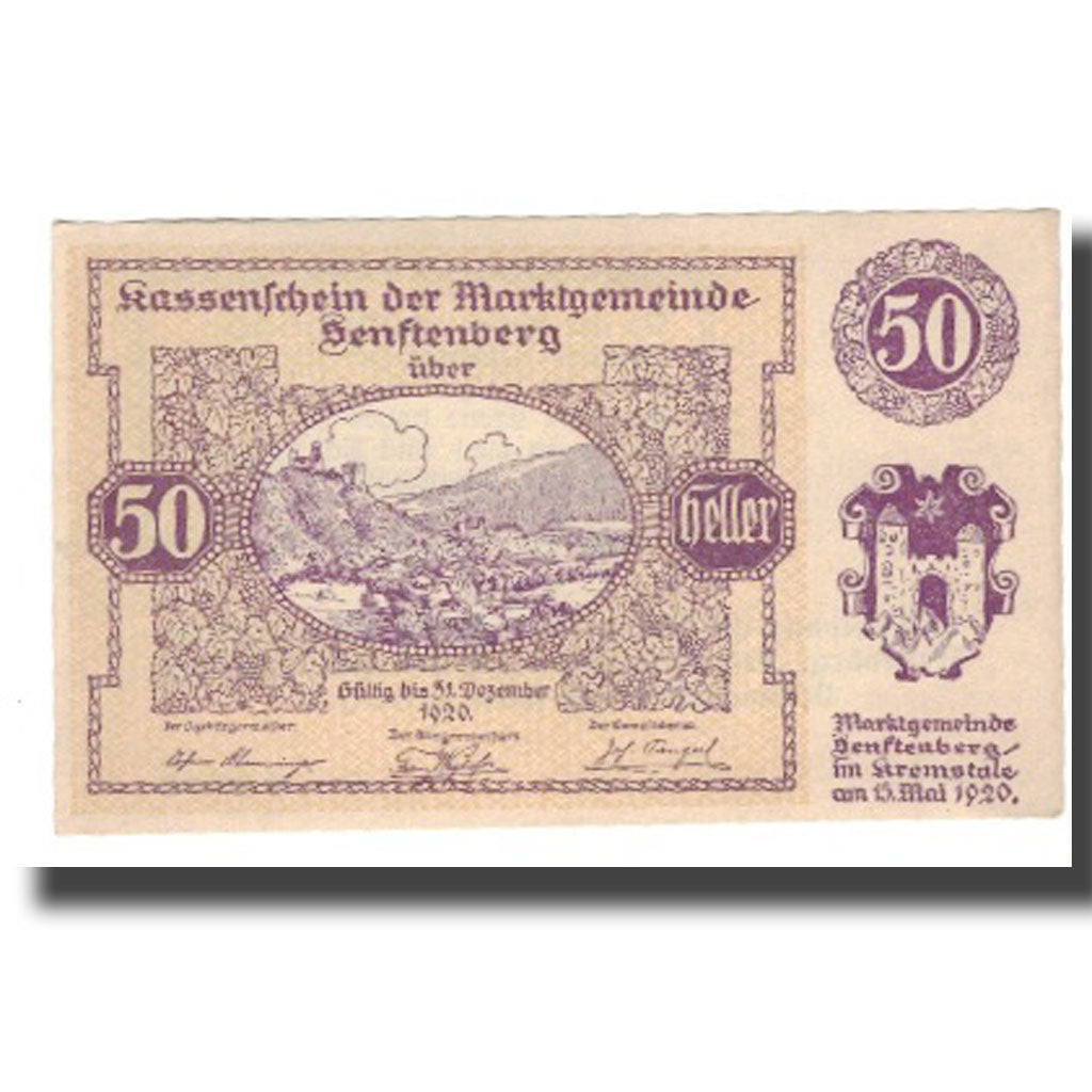 Banknote, Austria, Senftenberg, 50 Heller, Texte 8, 1920, 1920-05-15, UNC(63)