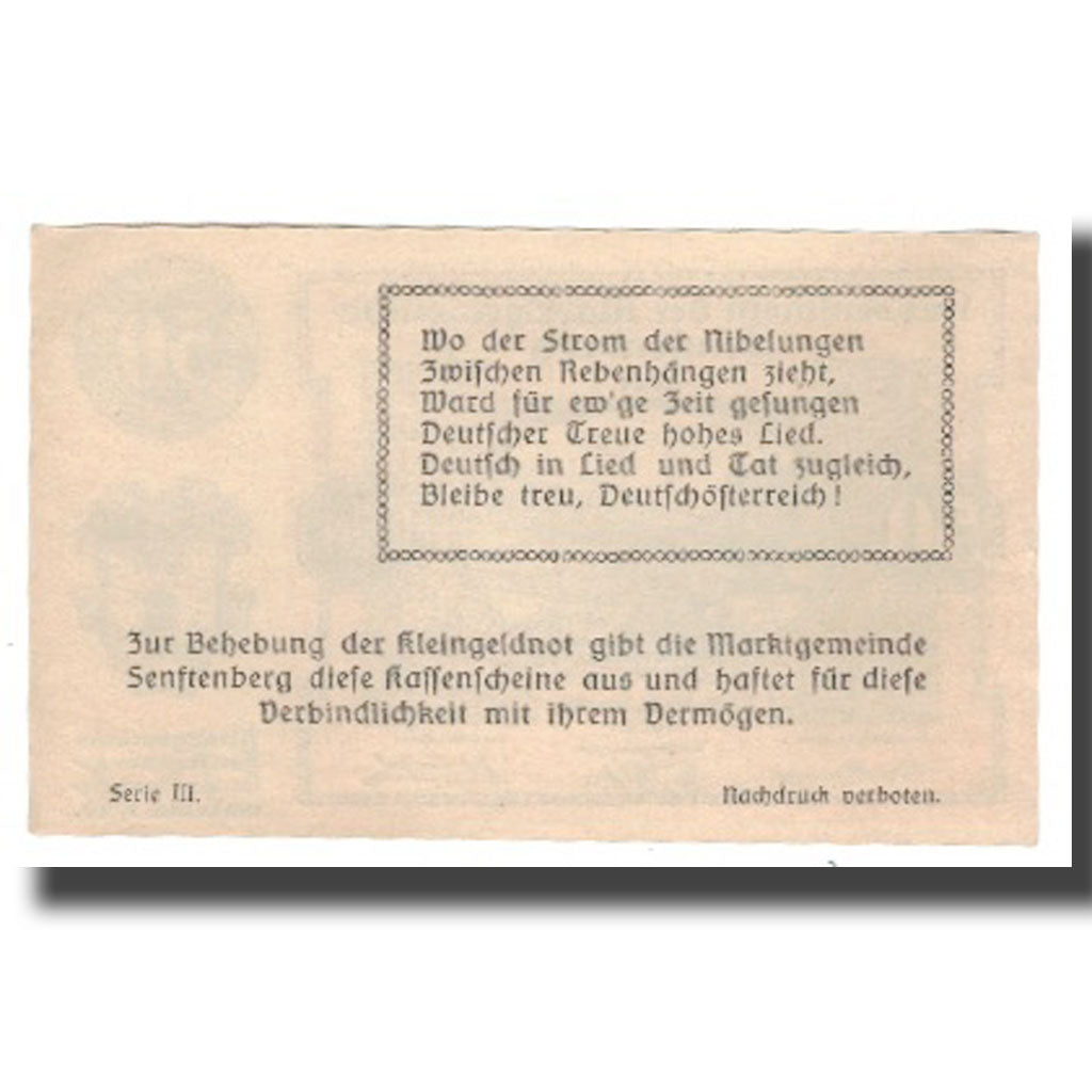 Banknote, Austria, Senftenberg, 50 Heller, Texte 8, 1920, 1920-05-15, UNC(63)
