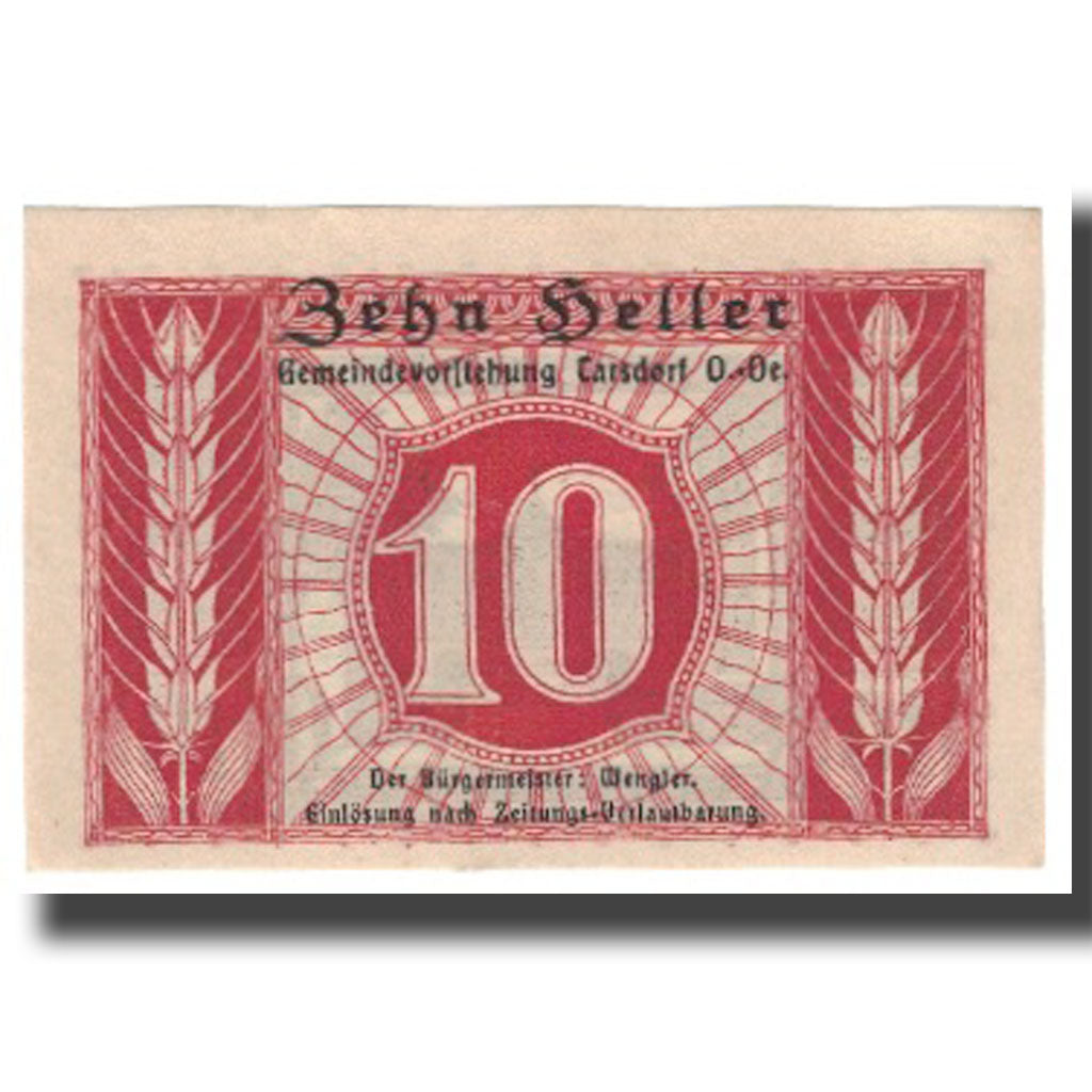 Banconote, Austria, Tarsdorf O.Ö. Gemeinde, 10 Heller, valeur faciale, SPL