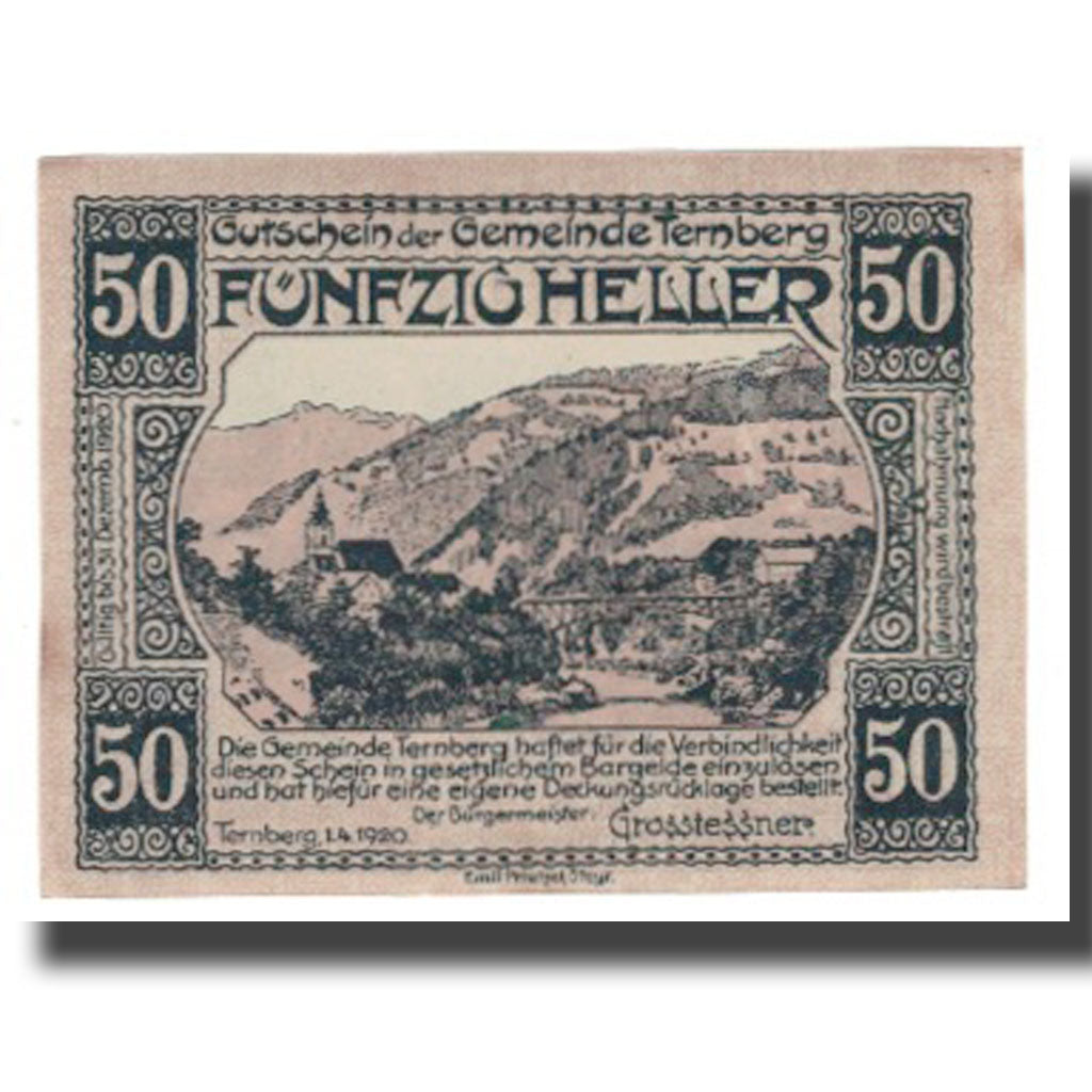 Banknote, Austria, Ternberg, 50 Heller, personnage, 1920, 1920-04-01, UNC(63)