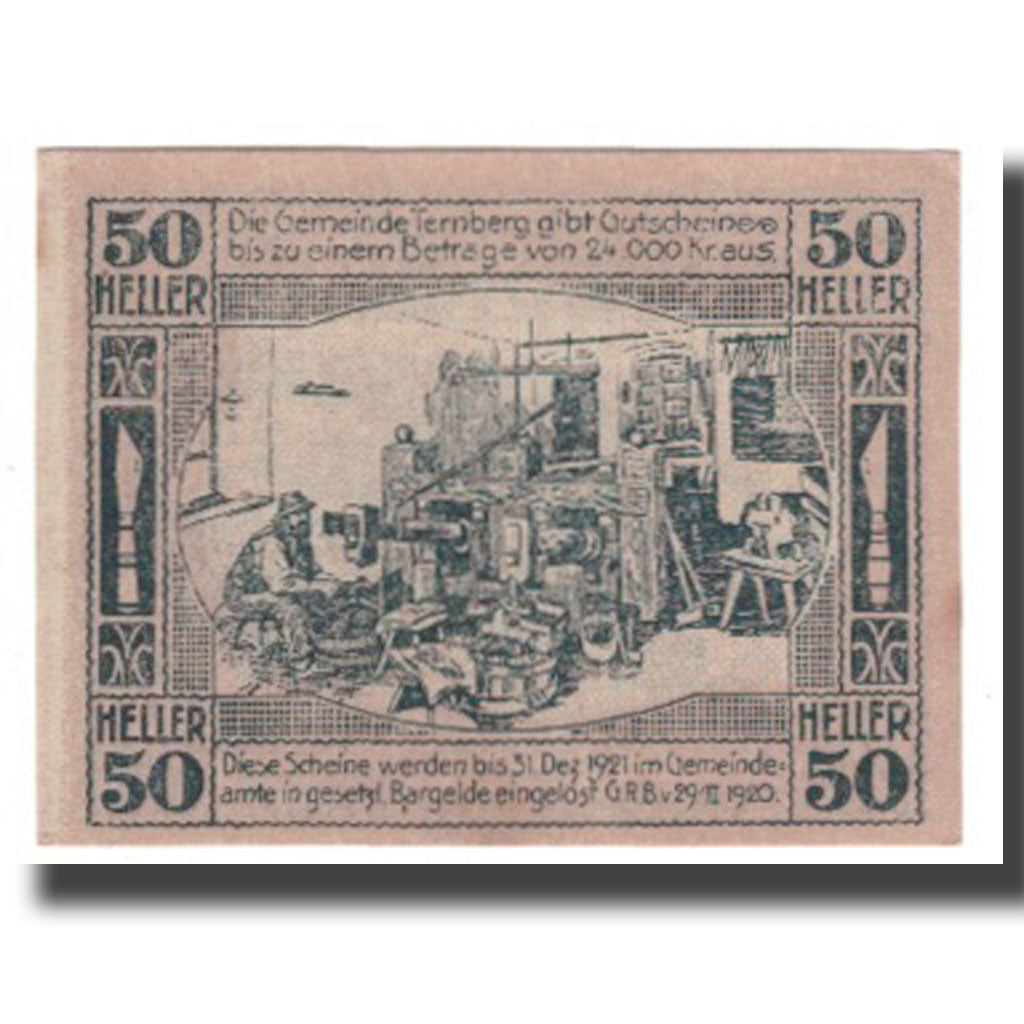 Banknote, Austria, Ternberg, 50 Heller, personnage, 1920, 1920-04-01, UNC(63)