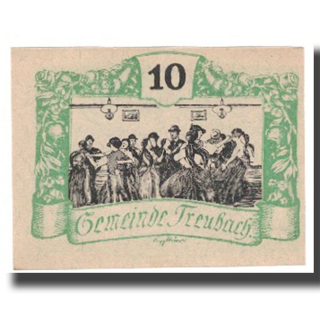 Nota, Áustria, Treubach O.Ö. Gemeinde, 10 Heller, personnage, 1920, UNC(63)