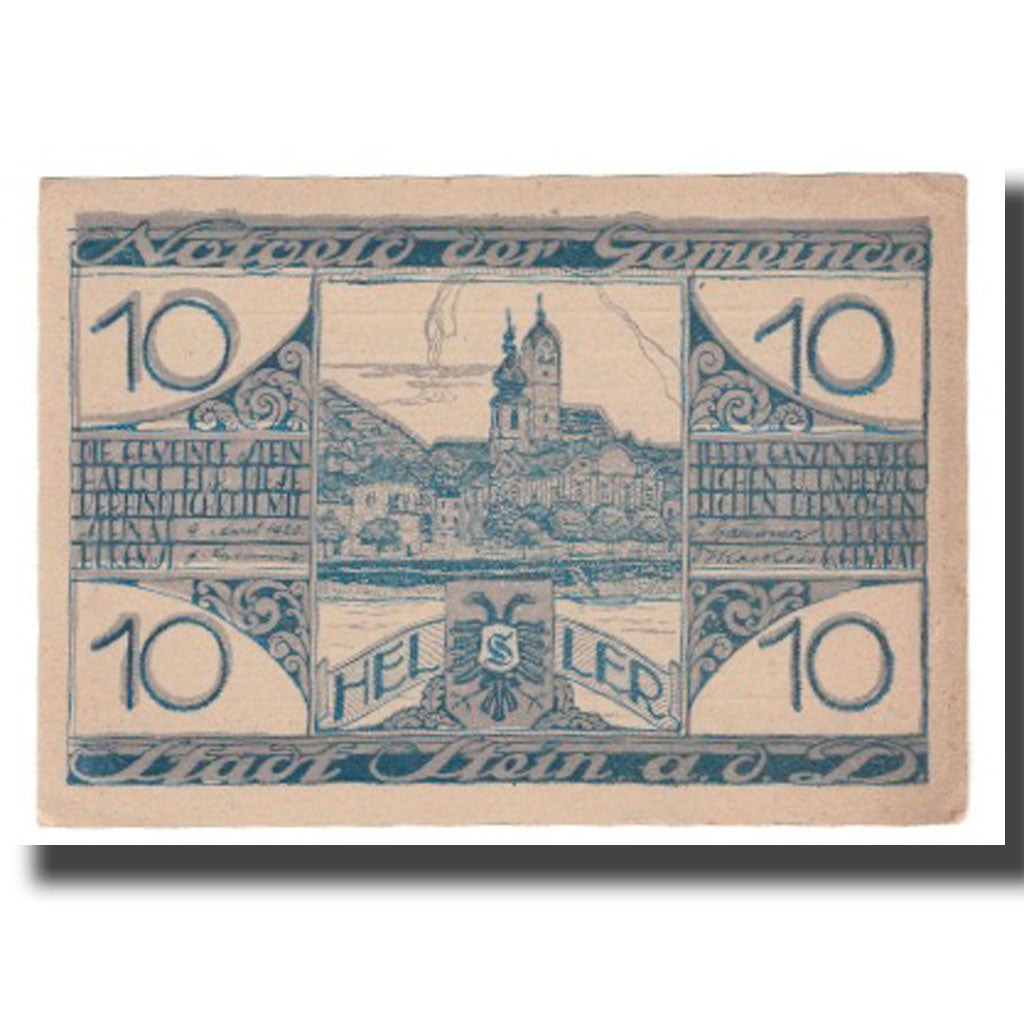 Nota, Áustria, Stein an der Donau, 10 Heller, Texte, 1920, 1920-04-09, UNC(63)