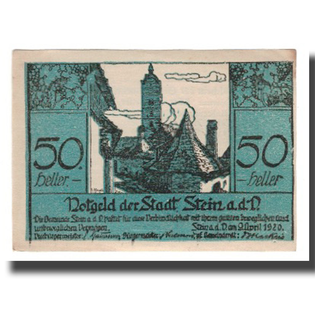 Billete, Austria, Stein an der Donau, 50 Heller, Texte  5, 1920, 1920-04-09, SC