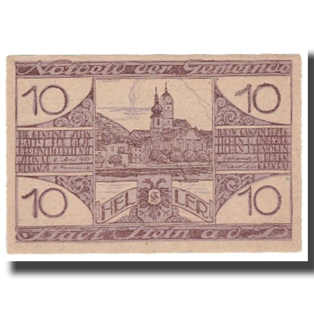 Billete, Austria, Stein an der Donau, 10 Heller, Texte 6, 1920, 1920-04-09, SC