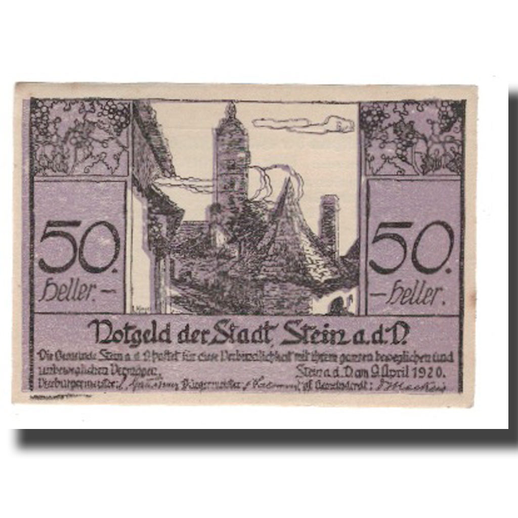 Banknote, Austria, Stein an der Donau, 50 Heller, Texte 8, 1920, 1920-04-09