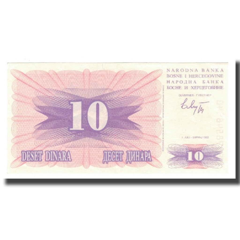 Banknote, Bosnia - Herzegovina, 10 Dinara, 1992, 1992-07-01, KM:10a, UNC(65-70)
