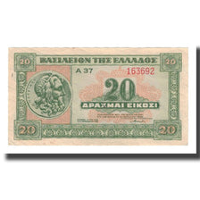 Nota, Grécia, 20 Drachmai, 1940, 1940-04-06, KM:315, AU(55-58)