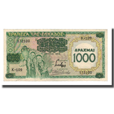 Banknot, Grecja, 1000 Drachmai on 100 Drachmai, 1939, 1939-01-01, KM:111a