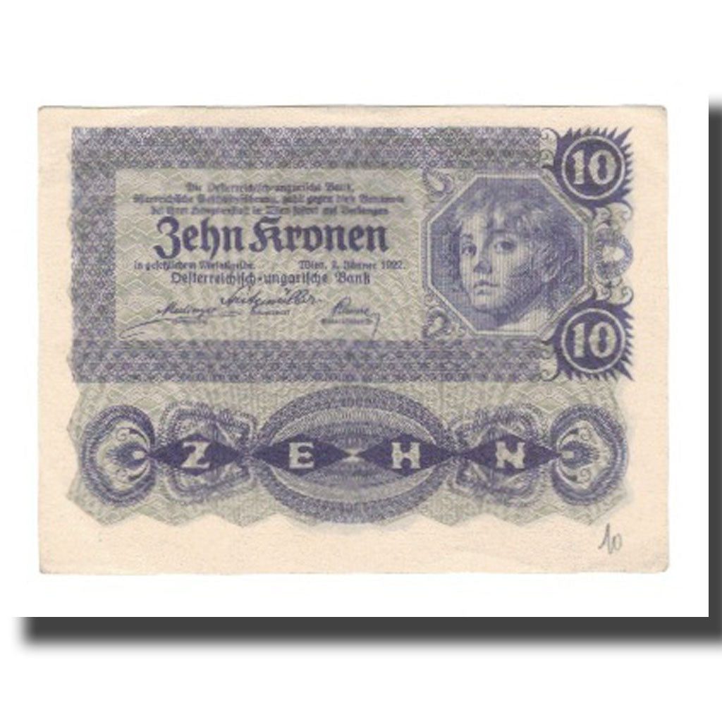 Banknote, Austria, 10 Kronen, 1922, 1922-01-02, KM:75, UNC(65-70)