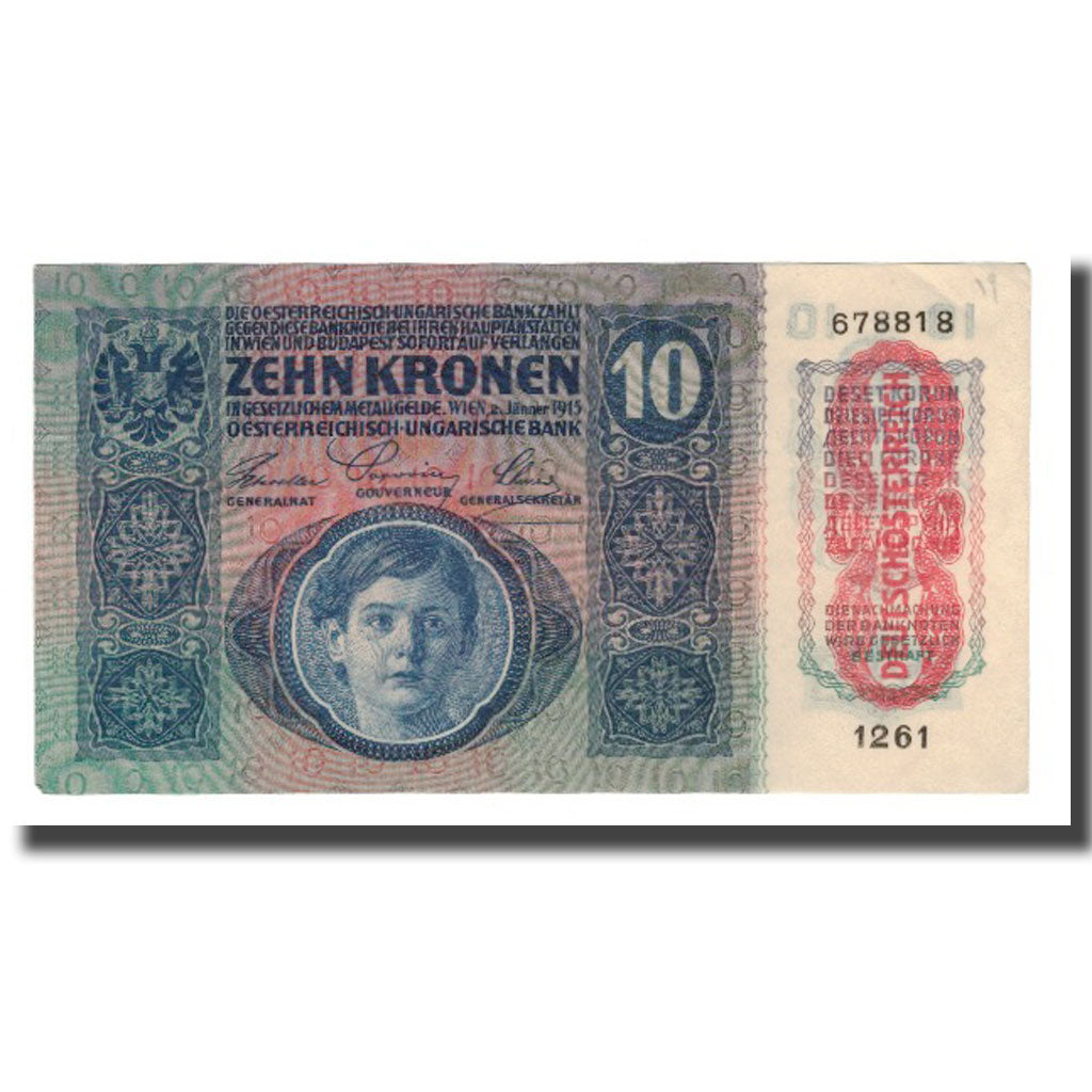 Geldschein, Österreich, 10 Kronen, Undated (1919 - old date 02.01.1915)
